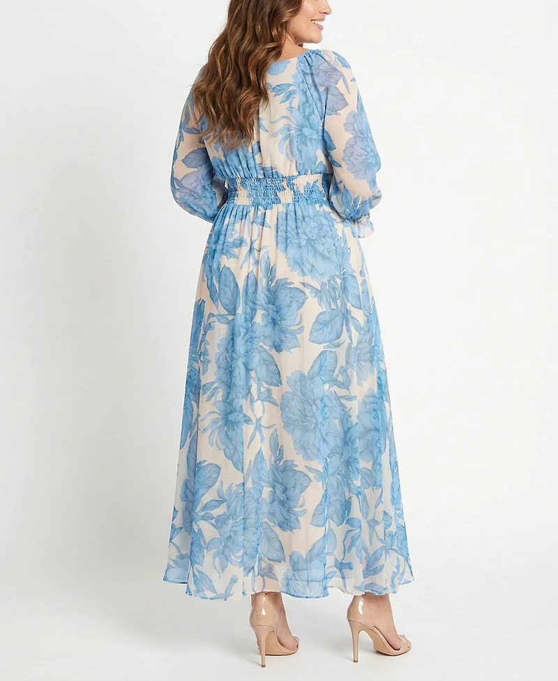 Taylor Plus Smocked Waist V-Neck Maxi Dress