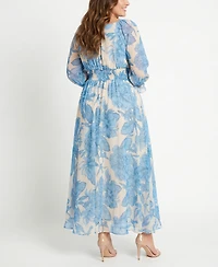 Taylor Plus Smocked Waist V-Neck Maxi Dress