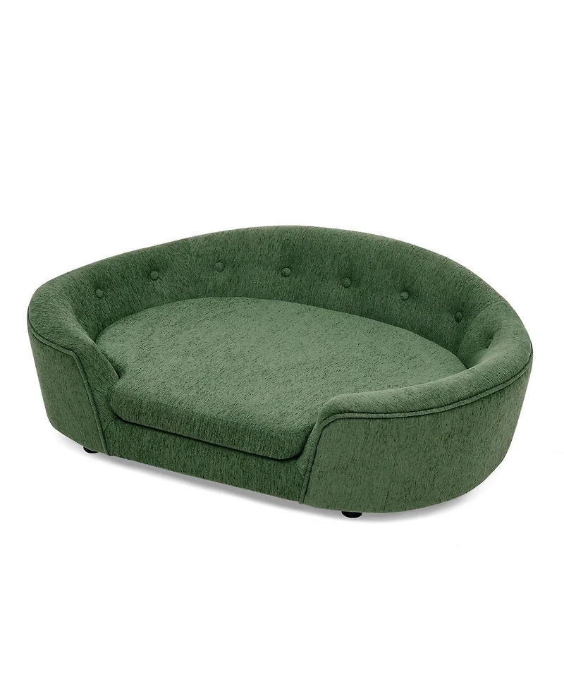 6thdruple Oversized Oval Dog Sofa Bed with Tufted Backrest