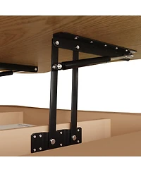 Rainsken Lift Top Coffee Table - Fluted-Panel Wooden Center Table, Hidden Storage, Silent Hydraulic Lift, Curved Corners for Living Room