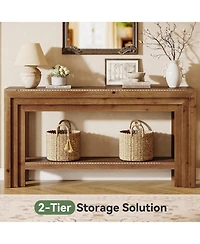 Tribesigns Solid Wood Console Table, 63-Inch Entryway Table with Storage Shelf