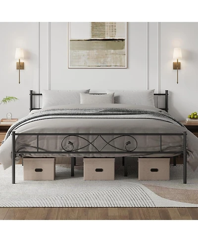 gaomon King Size Platform Bed Frame, Metal with Unique Fist Design Headboard, Under Bed Storage, No Box Spring Required, Easy Assembly Noise Free