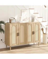 gaomon Sideboard Buffet Cabinet with Rattan Doors, Storage Credenza with Shelves, Modern Accent Coffee Bar Cabinet for Dining Room