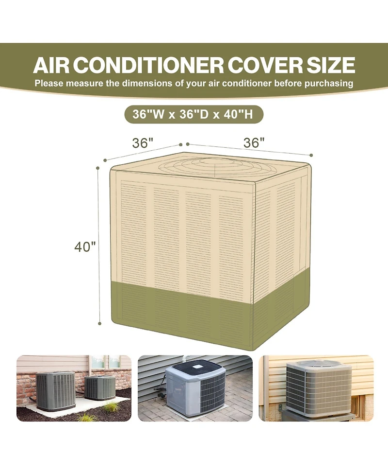 Aoodor Heavy Duty Air Conditioner Cover, 600D Waterproof Oxford Winter Central Air Conditioner Cover for Outside Unit