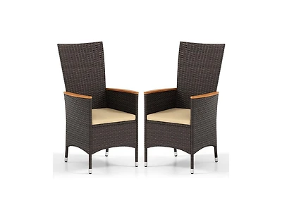 Slickblue Outdoor Wicker Dining Chairs Set of 2 with High Back Support