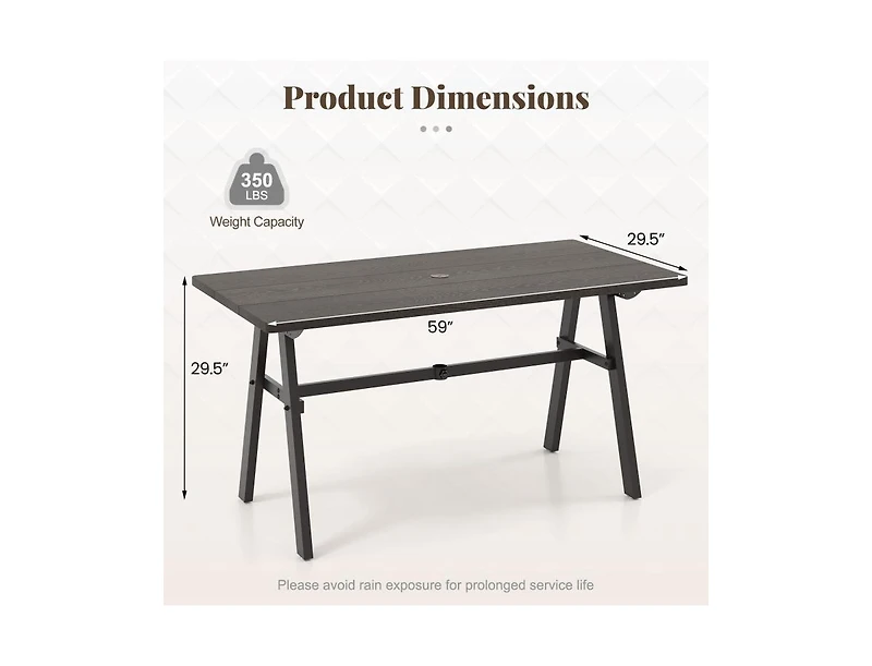 Slickblue Garden Outdoor Dining Table Seats 6 with Umbrella Hole