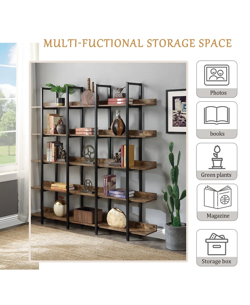 Rainsken 5 Tier Open Bookcase