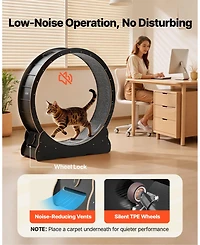 Cozito 48" Wooden Cat Exercise Wheel with Carpeted Runway and Locking Mechanism