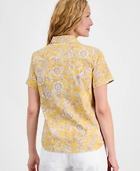 Nautica Women's Cotton Floral Camp Shirt