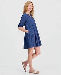 Nautica Women's Tiered Chambray A-Line Dress