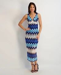 Siena Women's Striped Crochet Knit Midi Dress