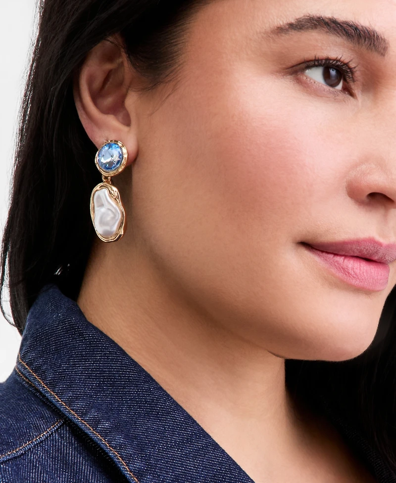 I.n.c. International Concepts Stone & Imitation Pearl Drop Earrings, Macy's Exclusive