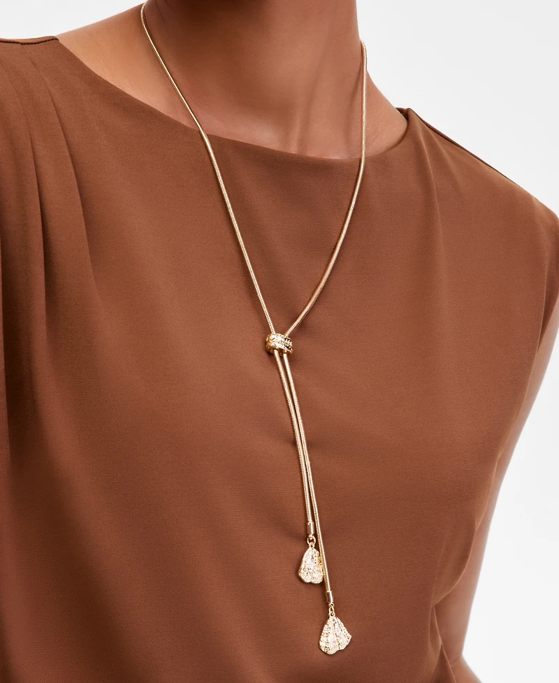 I.n.c. International Concepts Pave Shell Lariat Necklace, 22" + 3" extender, Macy's Exclusive