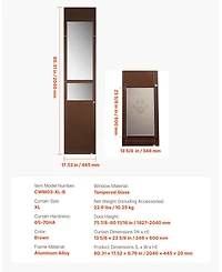 Cozito Sliding Glass Dog Door Adjustable Height 75 7/8" to 80 11/16" with 13 5/8" x 23 5/8" Flap