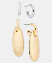 On 34th 2-Pc. Set Interchangeable Teardrop Charm Hoop Earrings, Macy's Exclusive