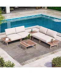 Decksplore 6 Pieces Patio Furniture Set, Outdoor Metal Frame Conversation Sets with Coffee Table