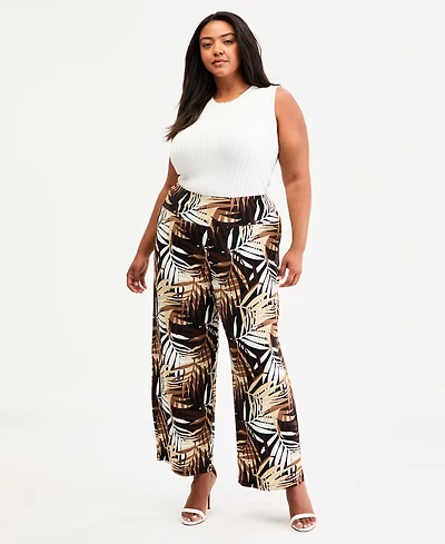 Anne Klein Plus High-Rise Pull-On Wide-Leg Pants