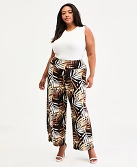 Anne Klein Plus High-Rise Pull-On Wide-Leg Pants