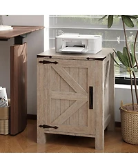 gaomon Bedside Table with Usb Charging Station 18 Rustic Wooden Bedside Table with Sliding Barn Door, Adjustable Shelf