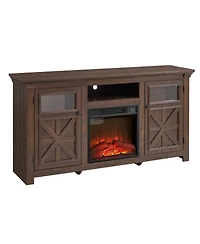 Streamdale Furniture Farmhouse Barn Door Tv Stand with Fireplace Insert, Espresso, 60.23"W