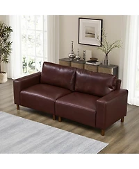 Streamdale Furniture Burgundy 78.5" Loveseat Couch for Living Room/Apartment, Faux Leather Pu