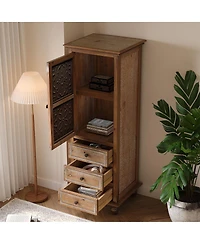 Streamdale Furniture Rustic Wooden Storage Cabinet with Decorative Cutout Door & 3 Drawers