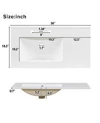 Sillysis 36 Inch Wood Bathroom Vanity with Ceramic Sink, Solid Wood Frame, Soft Close Storage Drawers for Small Bathrooms