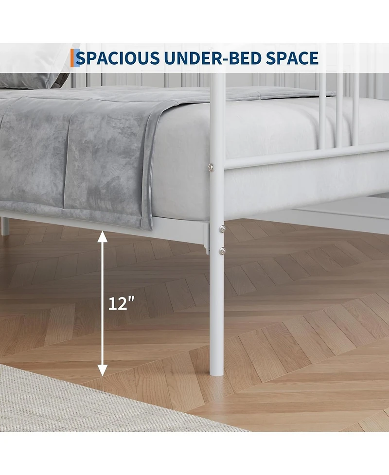 gaomon Twin Daybed with Trundle Metal Twin Pullout Trundle Steel Slats Casters Sofa Bed for Living Room Guest Room