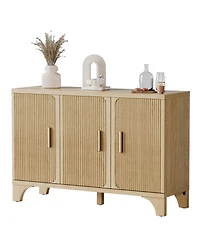 Sugift 47" Mid Century Modern Fluted Buffet Cabinet with Storage Accent Sideboard Credenza Coffee Bar Console for Kitchen or Living Room