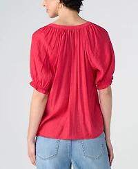 Liverpool Los Angeles Petite Textured Puffed-Sleeve Top