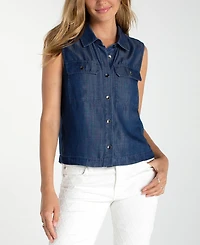 Liverpool Los Angeles Petite Sleeveless Button-Front Top