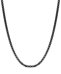 Rhona Sutton Men's Black Plated Stainless Steel Rolo Chain Necklace