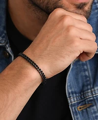 Rhona Sutton Men's Black Plated 316L Stainless Steel Curb Chain Bracelet