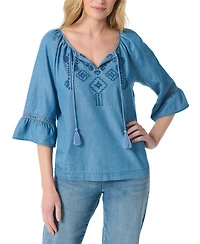 Gloria Vanderbilt Women's Peasant Embroidery Top