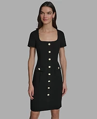 Karl Lagerfeld Paris Women's Flower Button Sheath Dress