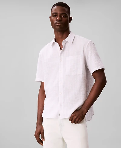 Calvin Klein Men's Short-Sleeve Crinkle Poplin Shirt