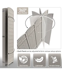 Sorbus 6 Panel Room Divider ft. Tall - Extra Wide Double Hinged Panels, Mesh Hand-Woven Design, Partition Dividers (White)