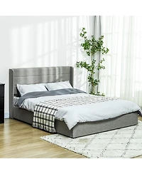 Homcom Queen Bed Frame with Headboard, Led Lights, Charging Station,