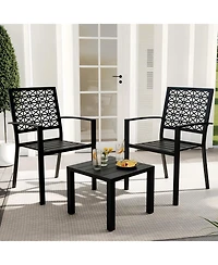 gaomon 3Pcs Patio Bistro Set, Iron Art Outdoor Bistro Table and Chairs Set of 2, Stackable Patio Dining Set, Outdoor Furniture Set for Patio, Balcony