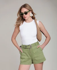 Avec Les Filles Women's High-Rise Belted Shorts