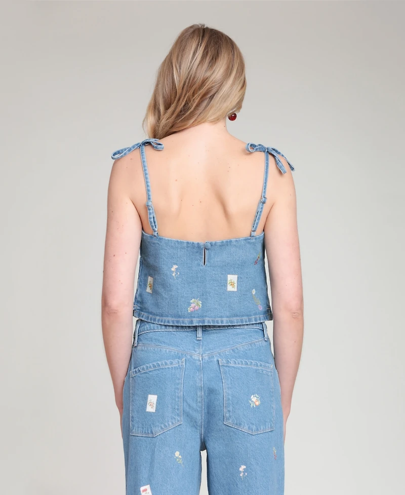 Avec Les Filles Women's Denim Tie Top