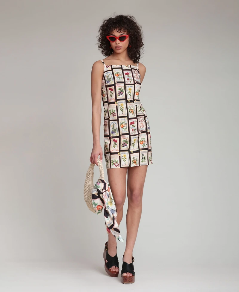 Avec Les Filles Women's Botanical-Print Square-Neck Mini Dress