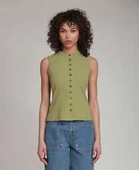 Avec Les Filles Women's Button-Front Tank Top