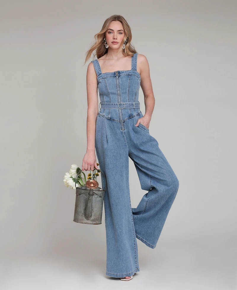 Avec Les Filles Women's Zip-Front Corset Jumpsuit