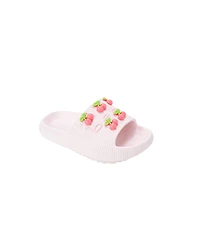 Bebe Little Girls Eva Slide - Lightweight Comfy Sandals with Cherry Charms