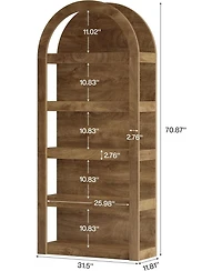Tribesigns 5-Tier Arched Bookshelf, 71" Tall
