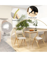 Gymax Folding Dining Chairs Set of 4 Wooden Table Chairs w/ Padded Seat Modern