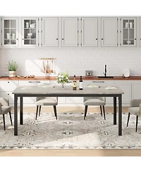 gaomon Industrial Dining Table for 6 with Wood Top and Metal Legs, Rectangular Design