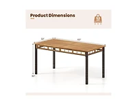 Slickblue Outdoor 63 Inch Dining Table with Slatted Acacia Wood Top