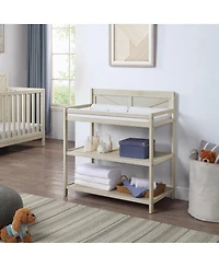 flynama Modern Changing Table in Washed Gray with Two Shelves and Four Side Safety Rails, Jpma Certified